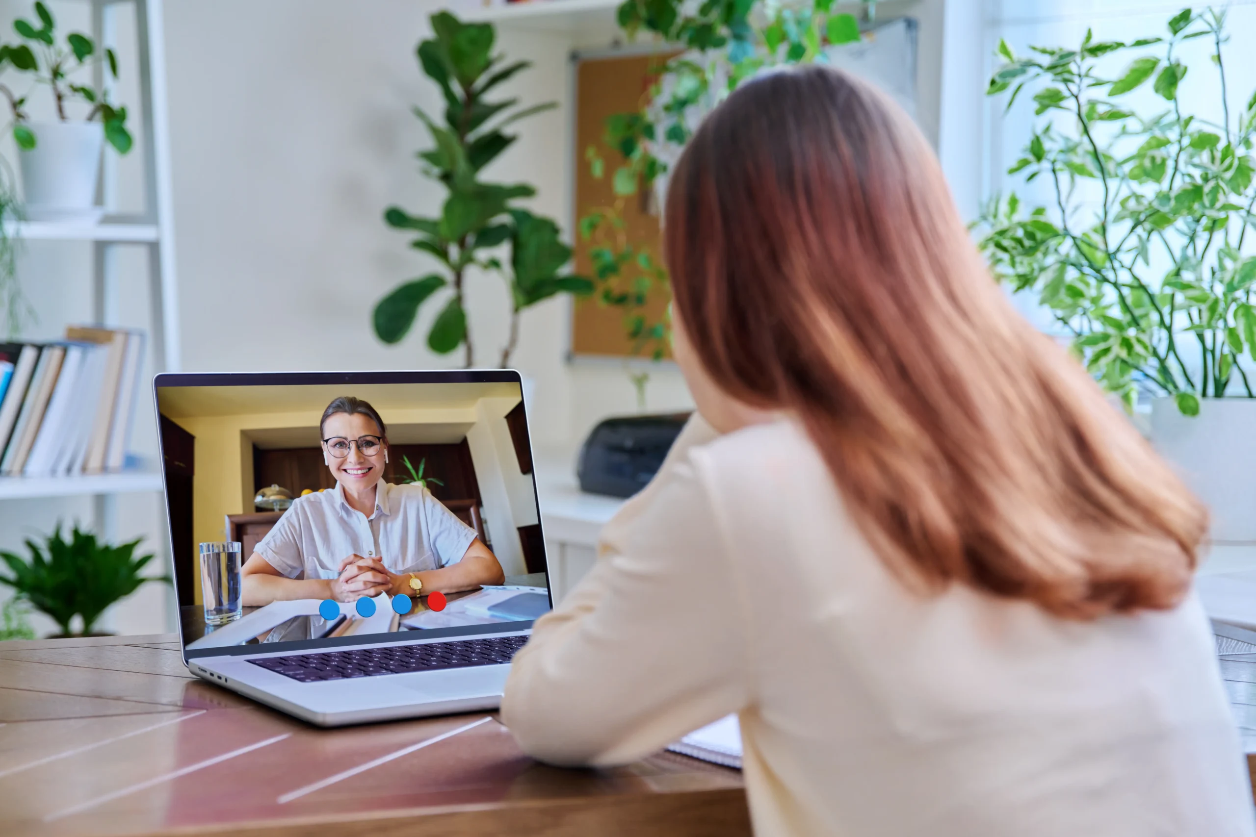 Therapist providing online counselling through a secure video session in Calgary, Alberta